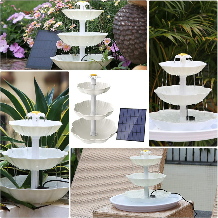 AISITIN DIY Deko Brunnen,Vogeltränke Sets mit 3,5W Solar Springbrunnen, 3 Stufige Vogelfütterer für