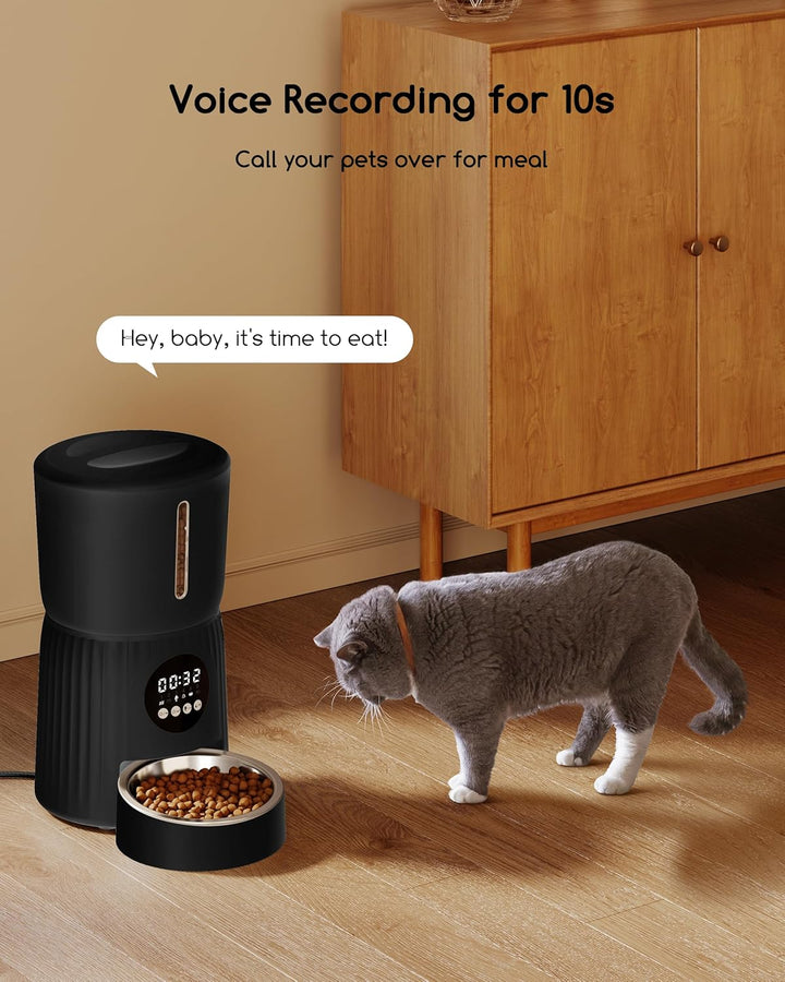 Faroro Futterautomat Katze, 4L Katzenfutter Automat, Futterspender Katze Mit 1–6 Mahlzeiten Pro Tag,