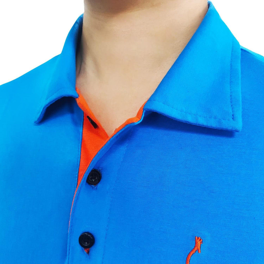 GLESTORE Poloshirt Herren Männer Hemd Herren Kurzarm Shirt Sommer L Blau&orange, L Blau&orange