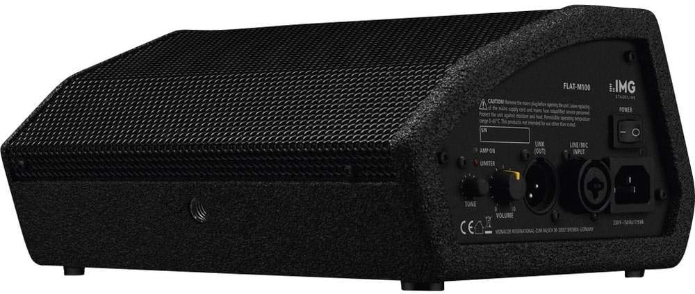 IMG STAGELINE FLAT-M100 Aktive PA-Bühnenmonitorbox, Monitor Box mit 100 Watt Leistung in Schwarz