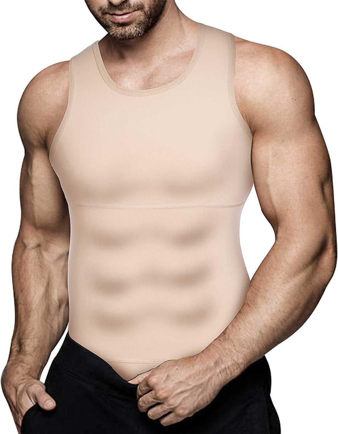 Gotoly Herren Unterhemden Shapewear Workout Tank Tops Kompressionsshirt Muskelshirt Abnehmen Body Sh