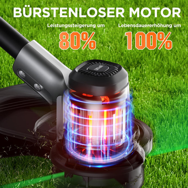 Litheli Akku Rasentrimmer 2x20V, 35cm, Akku Trimmer Garten mit Bürstenlosem Motor, 2x10000mAH Mobile