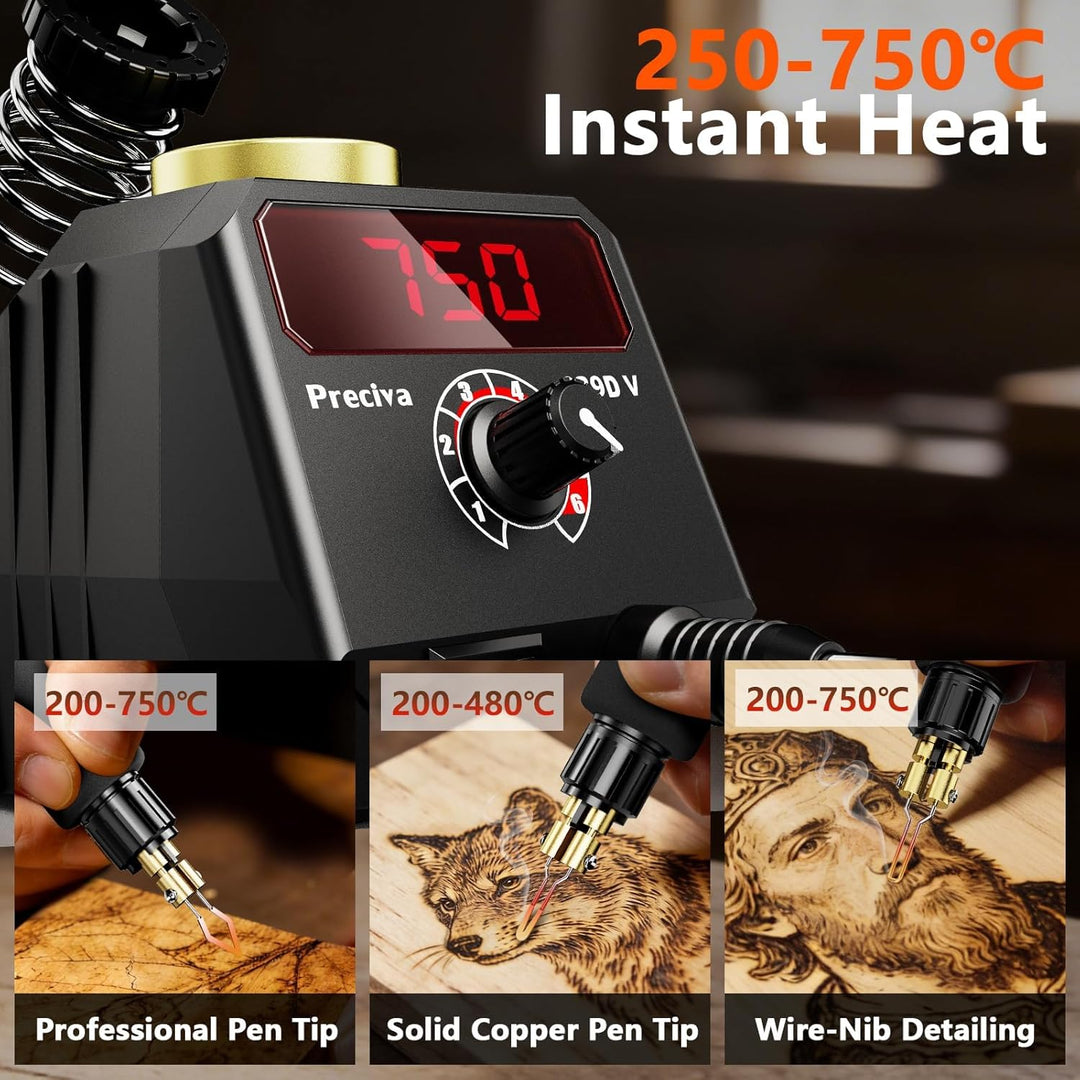 Preciva 939D-VI Brandmalstift, Handwerksset zum Holzschnitzen mit einstellbarer Temperatur, Holzschn