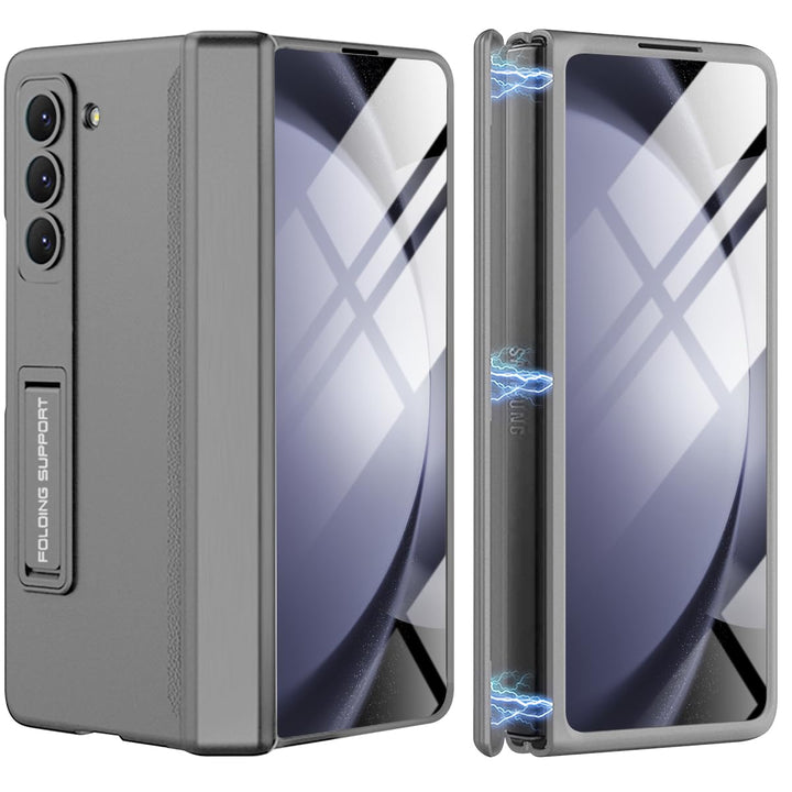 Miimall Hülle Kompatibel mit Samsung Galaxy Z Fold 5 Hülle, Robust PC Hülle mit Displayschutz & Stän
