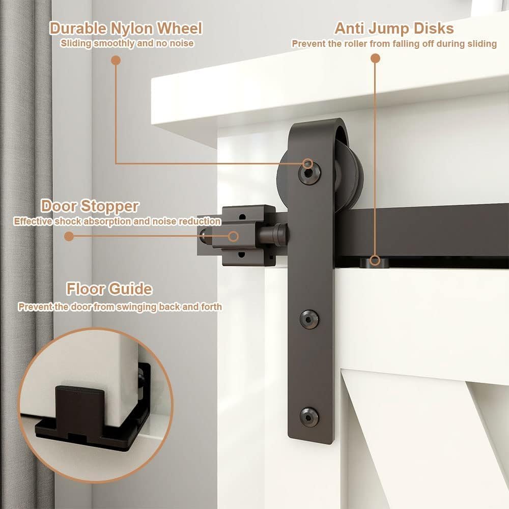 2.5FT/76.2cm Schiebetürbeschlag Mini Schiebetür-Hardware-Kit für Einzeltür TV-Ständer, Kleiner Kleid