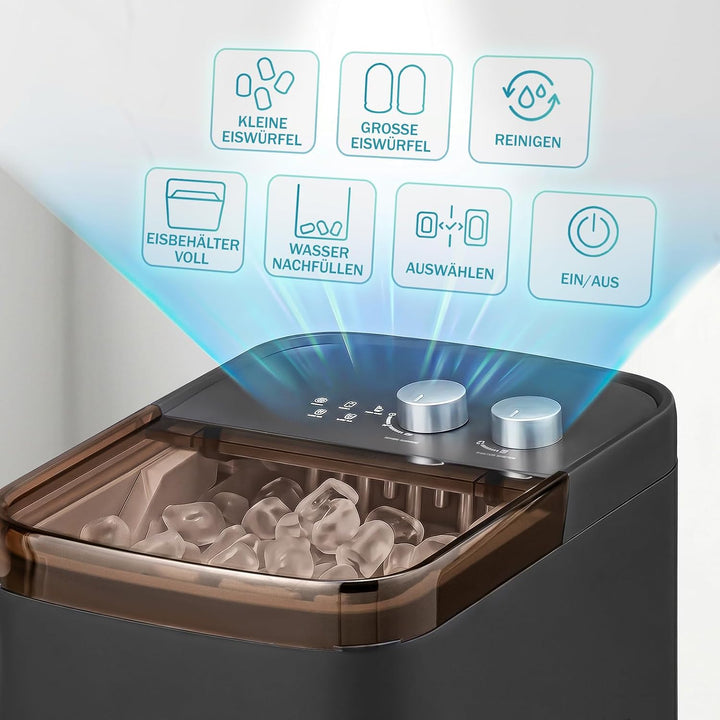 LEADZM Eiswürfelmaschine Klein,Eiswürfelbereiter, 9 Würfel in 6-10 Minuten fertig,12 kg Eis/Tag Eisw