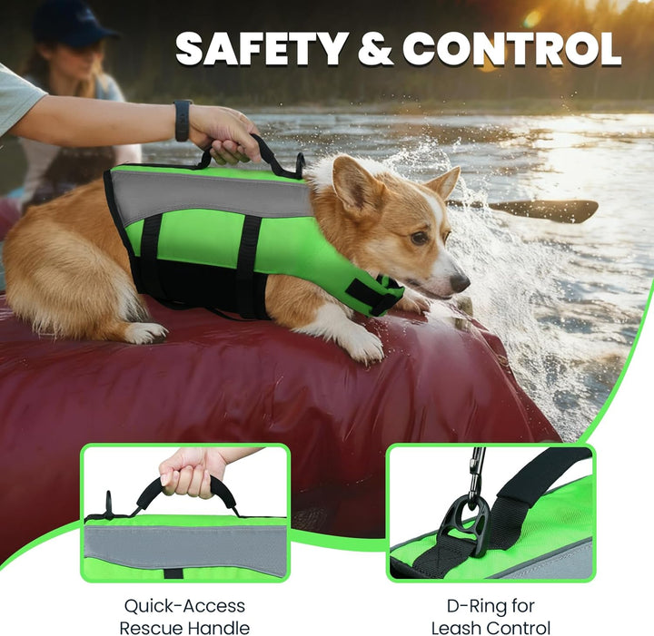 VIVAGLORY Front Float Schwimmweste Hund, Hundeschwimmweste für Bootfahren, Schwimmweste with Kopfstü