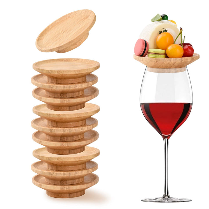 Generisch 10 Stück Weinglas Aufsatz,Charcuterie Brett Topper,Weinglas Topper Holz,Weinglas Topper,Un