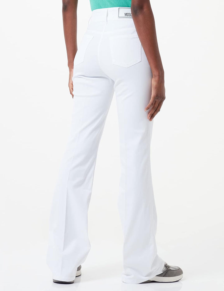 Love Moschino Damen Stretch Lyocell Gabardine with Matchng Logo Back Tag Hose, Optical White