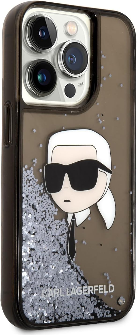 KARL LAGERFELD KLHCP14LLNKHCK Hülle für iPhone 14 Pro 6,1" Schwarz hardcase Glit