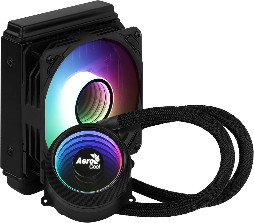 Aerocool MIRAGEL120, Flüssigkühlung CPU ARGB-Lüfter 12cm, TDP 200W, Schwarz