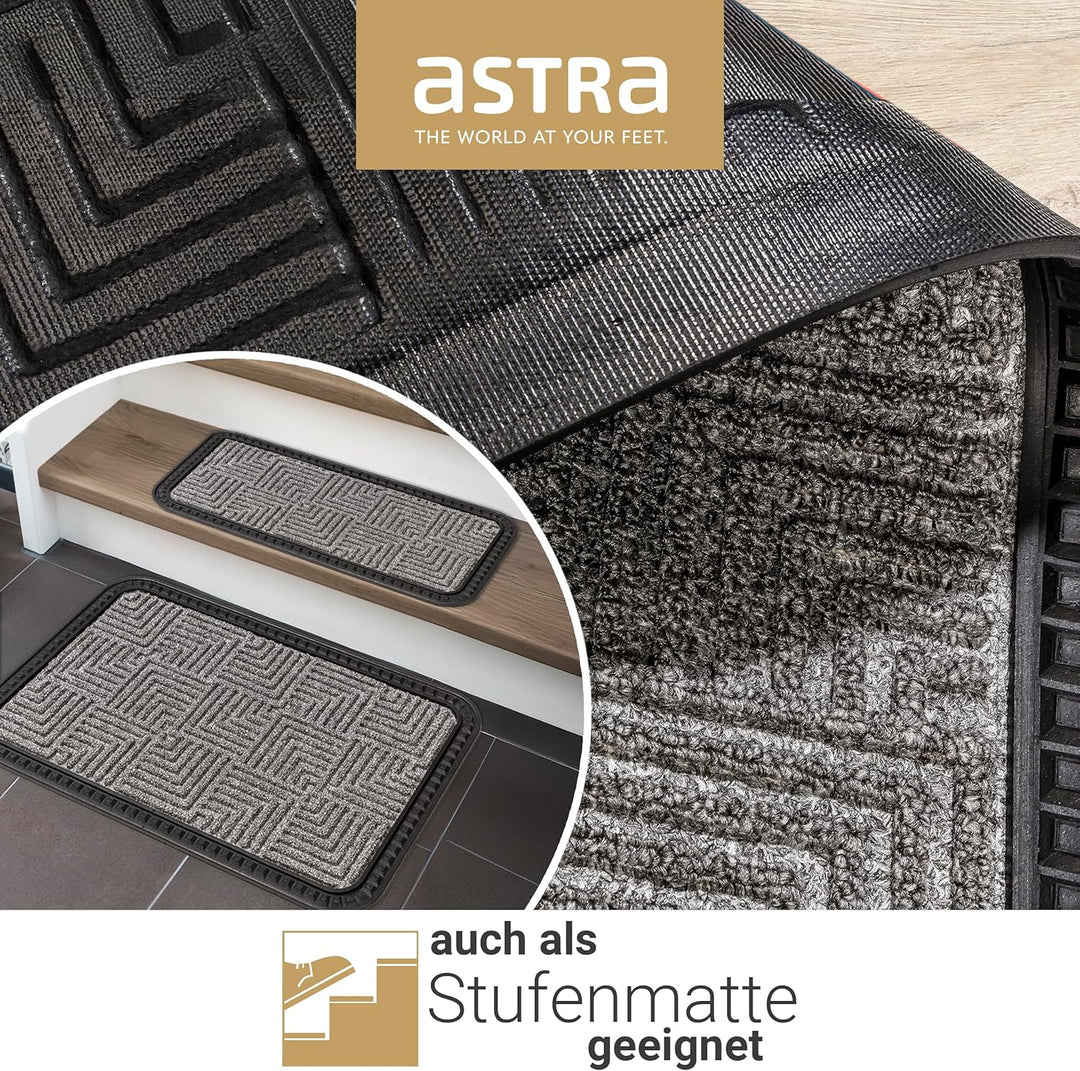 Astra Fussmatte Aussen & Innen - 2er Set 50x80 cm Silber Muster - Sauberlauf Türmatte rutschfest - S
