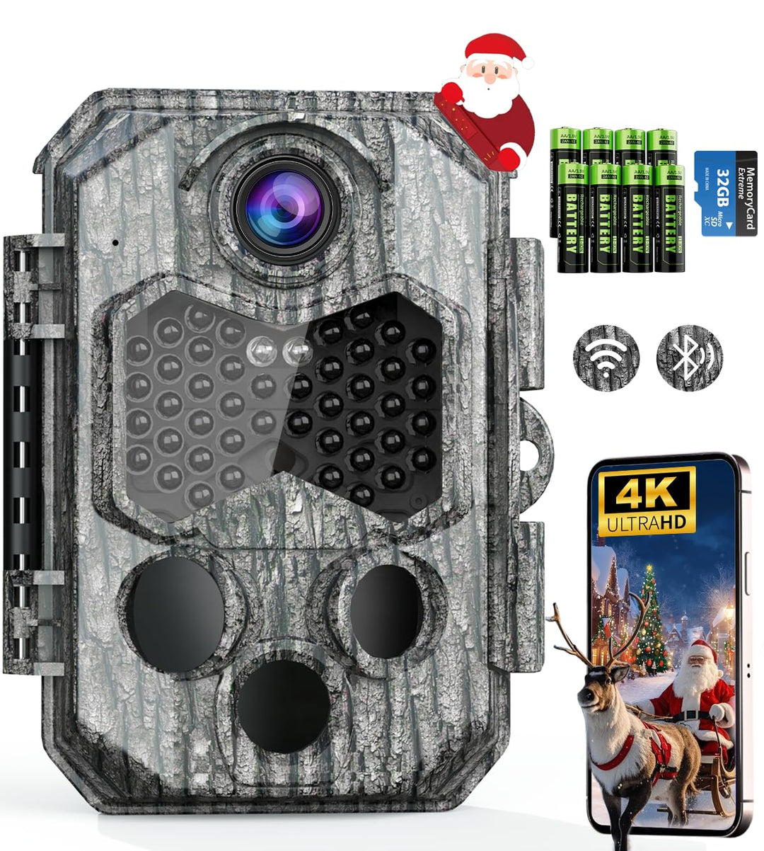 Wildkamera mit Handyübertragung App, 84MP 4K WLAN Wildkamera mit 8 AA-Batterien, 130 ° Weitwinkel Wi