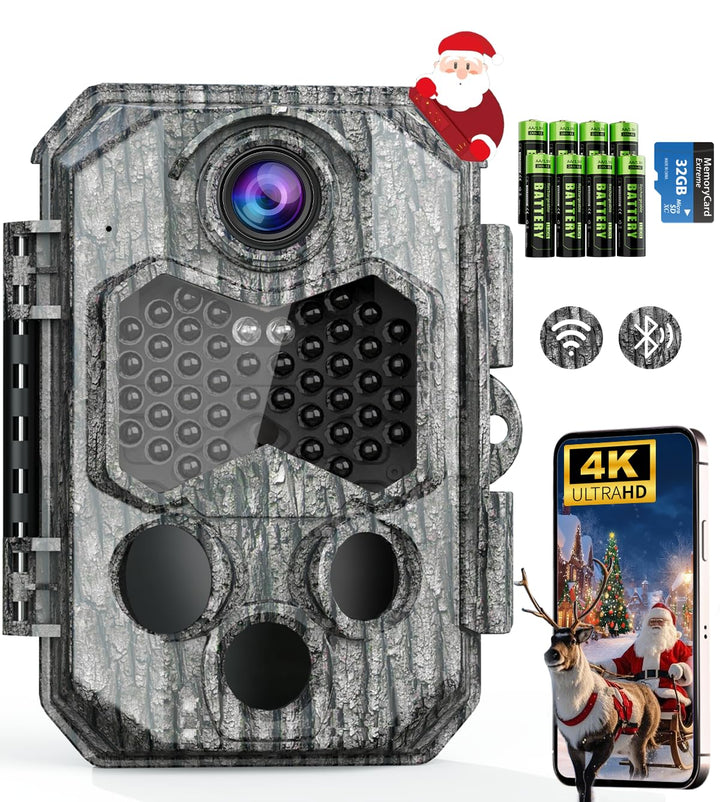 Wildkamera mit Handyübertragung App, 84MP 4K WLAN Wildkamera mit 8 AA-Batterien, 130 ° Weitwinkel Wi