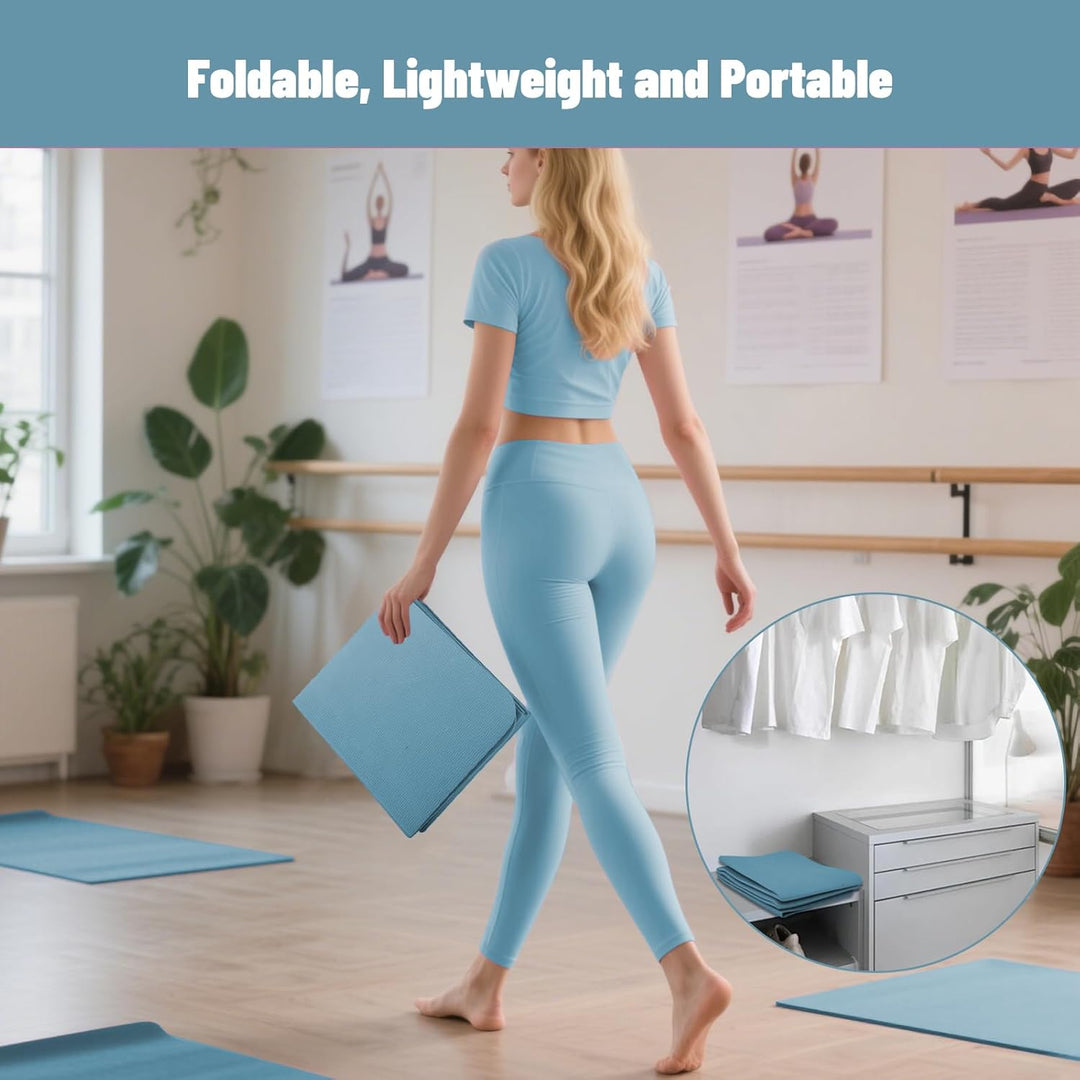 Foldable Yoga Mat - TPE Exercise Pilates Mat - 183 x 61 cm, 5 mm Dick, Sport Matte für Pilates, Gymn