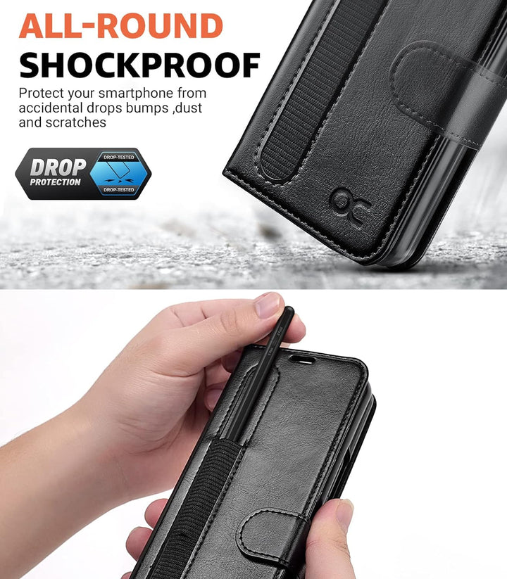 OCASE Hülle Samsung Galaxy Z Fold 3 5G Handyhülle mit S Pen Halter [Premium PU Leder] [Kartenfach] C