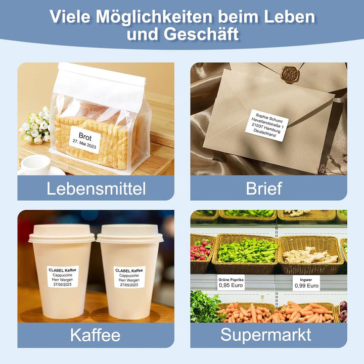 CLABEL 6 Rollen Weiss Etikettenband für 220B 221B 230B 320B Etikettendrucker selbstklebend Thermo Et
