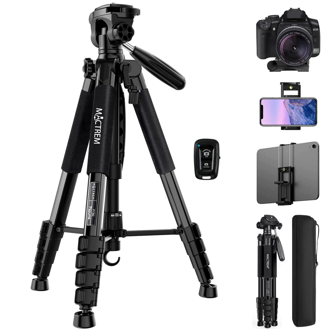 MACTREM 75-Zoll-Kamerastativ für Sony Canon Nikon, leichtes Reise-Video-Aluminium-Stativ mit Handy-H