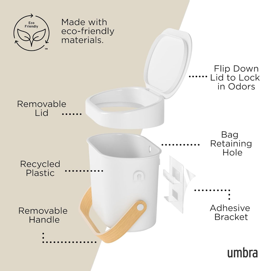 Umbra Bellwood Komposteimer für Küche – Biomülleimer für Arbeitsplatte oder Schranktür, 6l Kompostbe