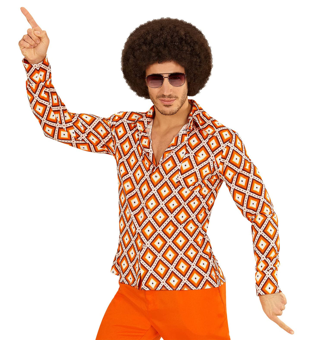 shoperama 70er Jahre Retro Hemd mit und ohne Muster Disco Herren Kostüm Siebziger Schlager XXL Rhomb
