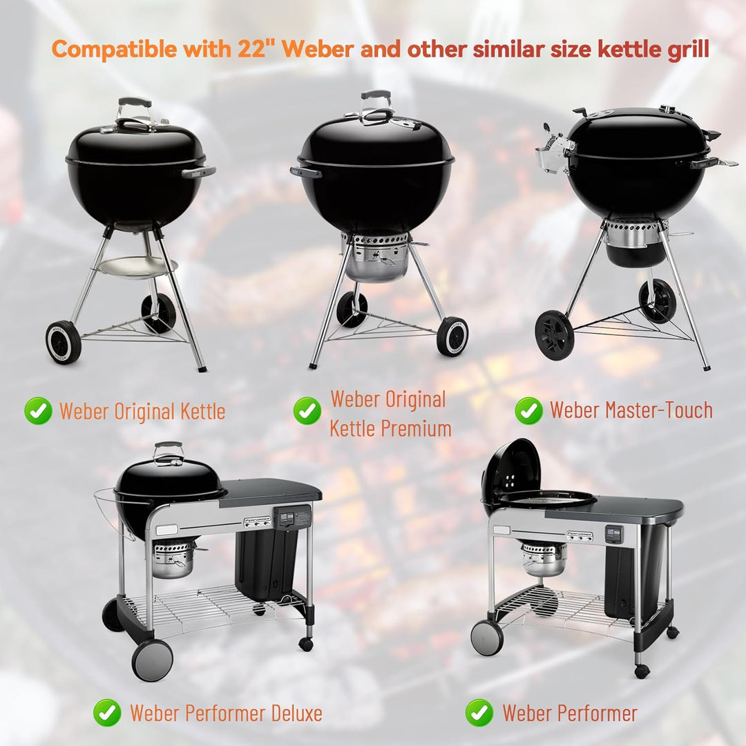 onlyfire Rotisserie Grillspiess Set mit DC Grillmotor und Adapter, Drehspiess für Weber 57cm Kettle