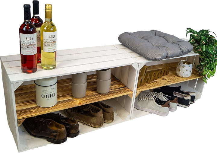 Kistenkolli Altes Land 2er set grosse Obstkiste TOSCA geflammt mit langem Zwischenbrett ca 68x40x30c