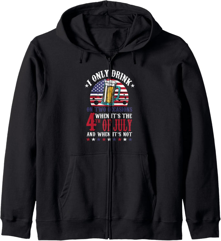4th of July Drunk Drinking Party Drink Beer American Flag Kapuzenjacke