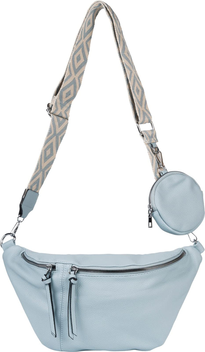 styleBREAKER Damen Halbmond Crossbody Schultertaschen Set 3-Teilig, Schultergurt mit Muster, Schlüss