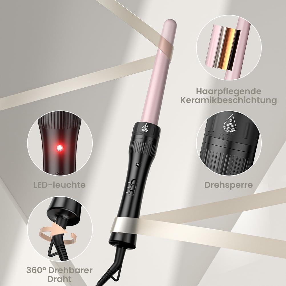 ELEHOT-store Lockenstab 3 Fässer Welleneisen Lockenstab 5 in 1 Keramikbeschichtung 5 Zubehörteile 10