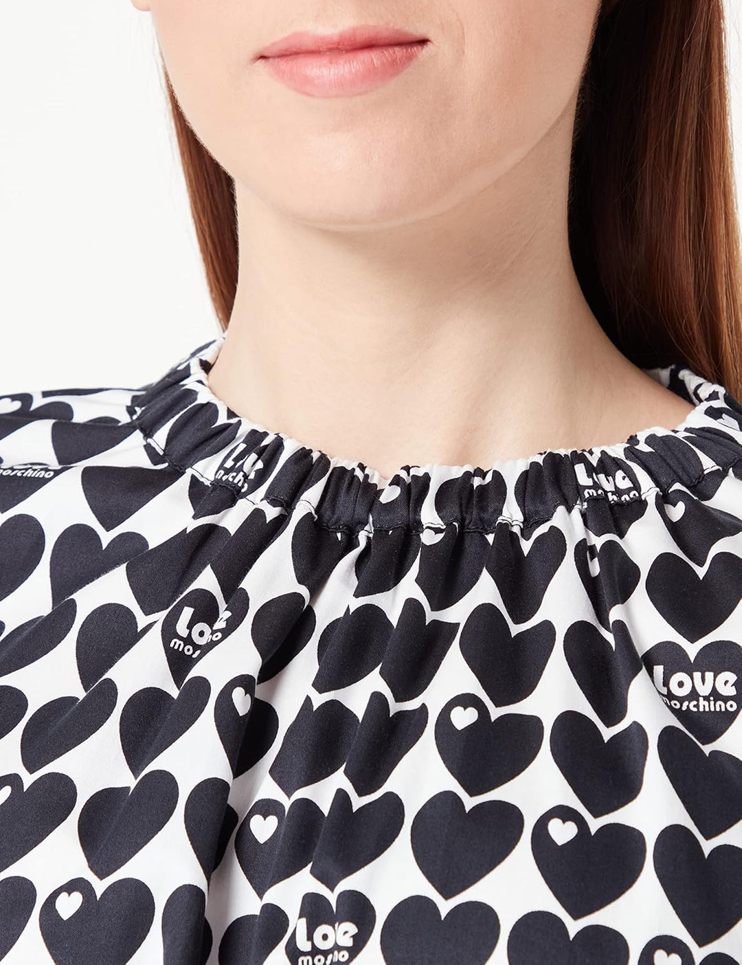Love Moschino Damen Cropped Blouse 42 White Black, 42 White Black