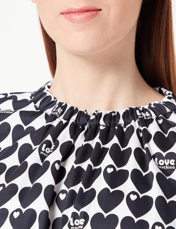 Love Moschino Damen Cropped Blouse 42 White Black, 42 White Black