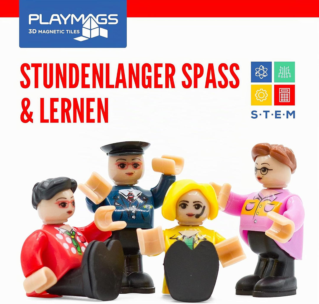 Playmags Magnetic Figures Community Figures Set von 15 - Spielleute Perfekt für Magnetfliesen - Mint