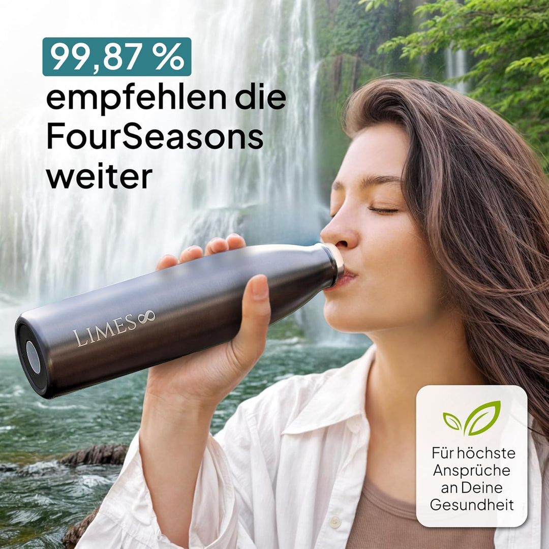 Limes 8 Thermosflasche Edelstahl 1L [HEIss &amp; KALT] - 5-fach vakuumisolierte Trinkflasche - auslaufsi