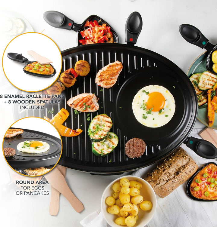DOMO DO9038G Raclette-Grill, Metall, 1 Liter, schwarz