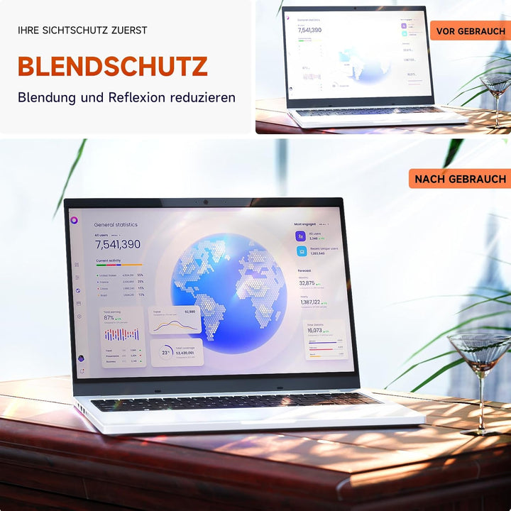 Magnetischer sichtschutz für 14 Zoll Laptop 16:9, Abnehmbarer Sichtschutzfolie, Anti Blaulicht Blend