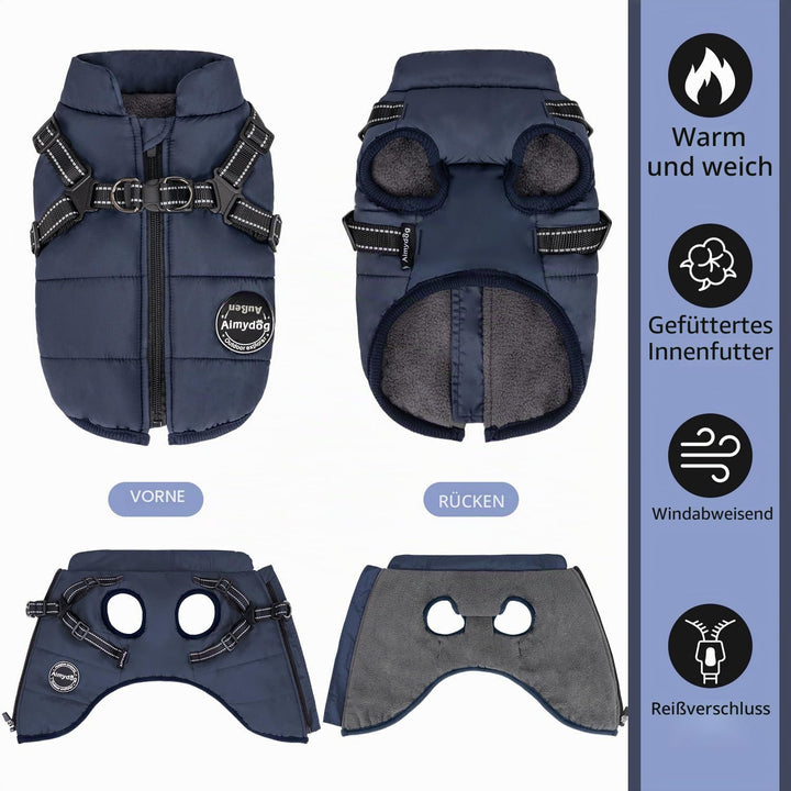 Hundemantel Winter, Wärme Hundejacke Mit Brustgurt Gurt Winddichte mit bauchschutz, Haustier Outdoor