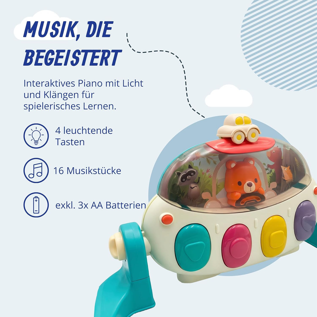 Relaxdays Spielbogen, mit Spielzeug, Rollen, Musik & Licht, HBT: 41 x 58 x 75 cm, Baby Gym, Krabbeld