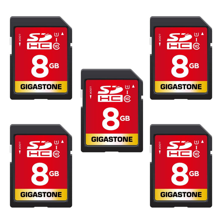 Gigastone 8 GB SDHC-Speicherkarte, 5 Stück, hohe Geschwindigkeit für die Speicherung von Fotos, Vide