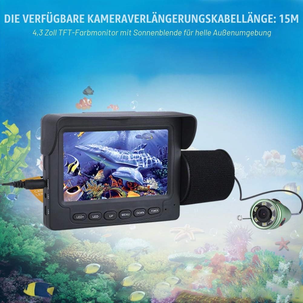 Unterwasser-Angelkamera, tragbare kabelgebundene Fischfinder-Kamera LED Wasserdichte Kamera 15M Fisc