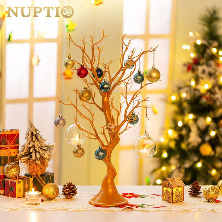 NUPTIO Künstlicher Weihnachtsbaum Gold Ornament-Anzeige Manzanita Baum 58cm Hoch Künstliche Wunschba