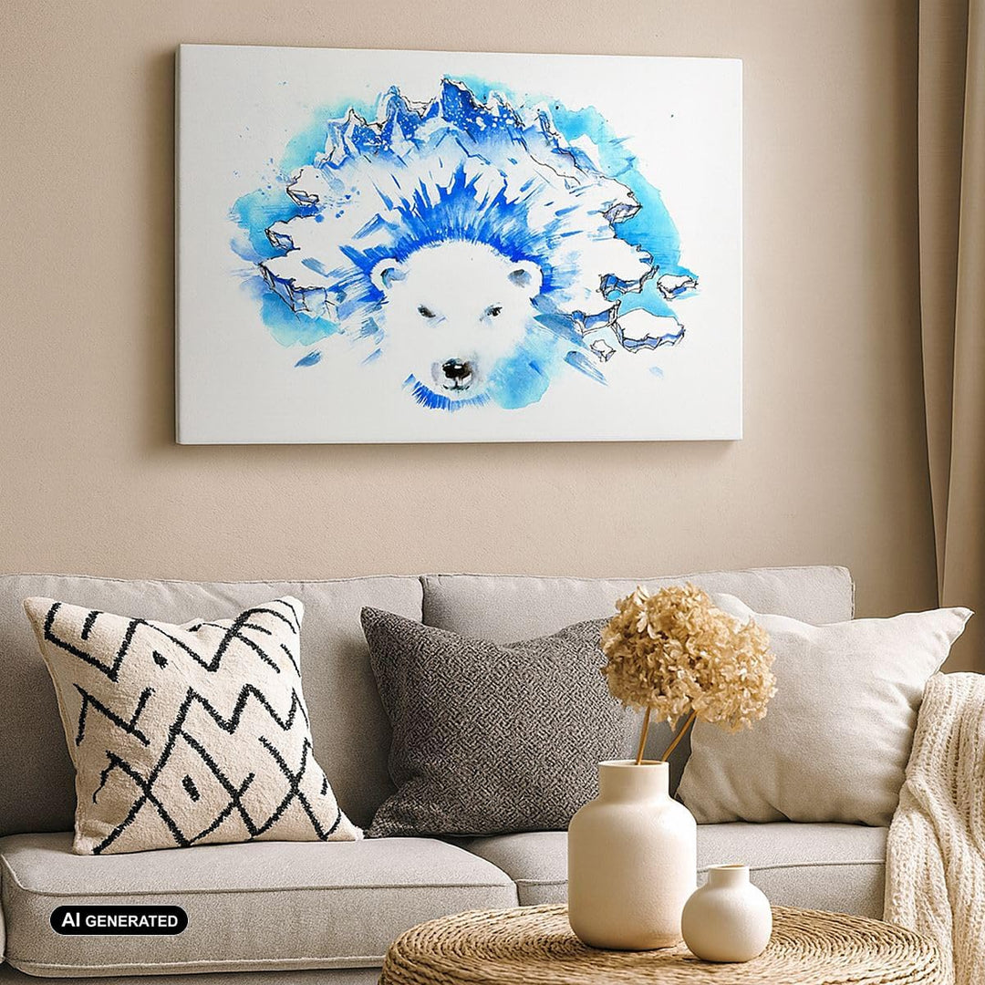 Bilder auf Leinwand Bär Eis Winter Arktis Leinwandbild 70x50cm Wandbilder Dekoration Wohnzimmer Schl