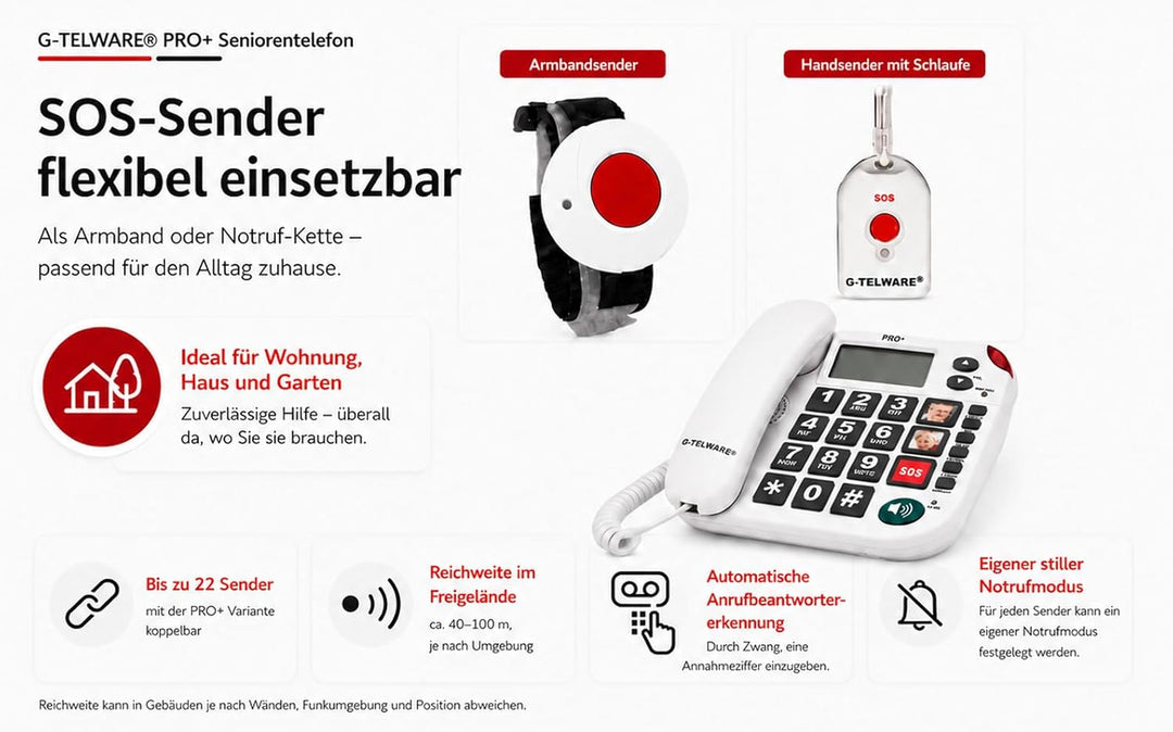 PRO (Weltneuheit) Silence SOS Technik/SOS Param.einstellb./2026er Modell Haus Notruf Seniorentelefon