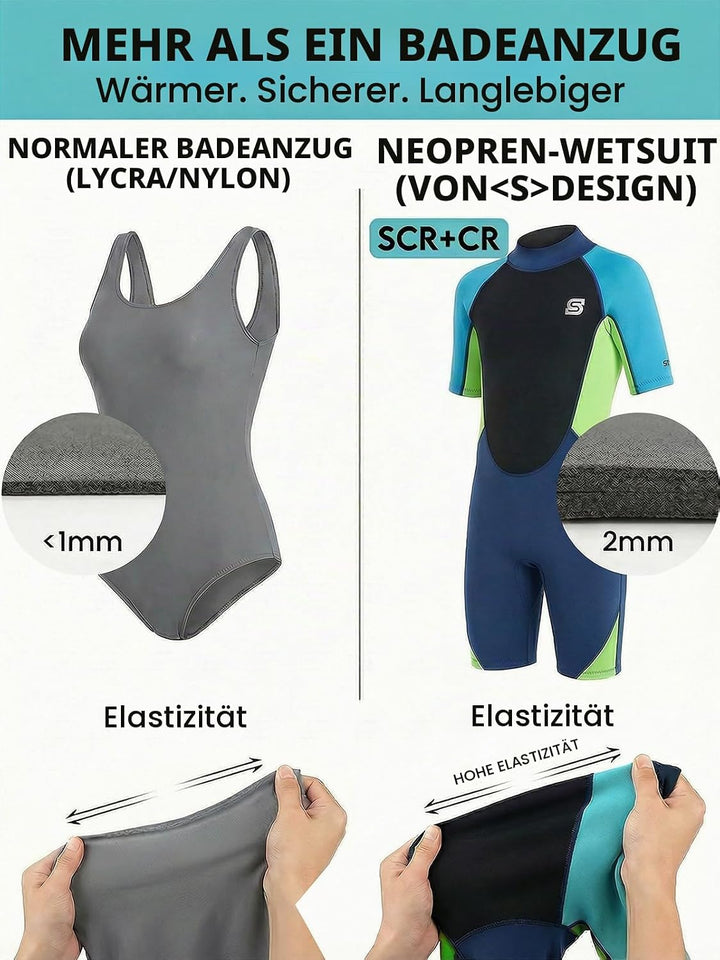 Summshall Neoprenanzug Kinder, 2.5mm Neopren Kinder Neoprenanzug Jugend Kurz Lang Wärmender Neoprena