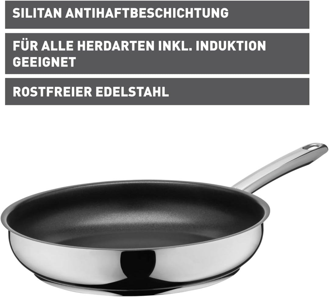 Silit Calabria Bratpfanne Induktion 20 cm, Edelstahl beschichtet, Edelstahlgriff, backofenfest, für