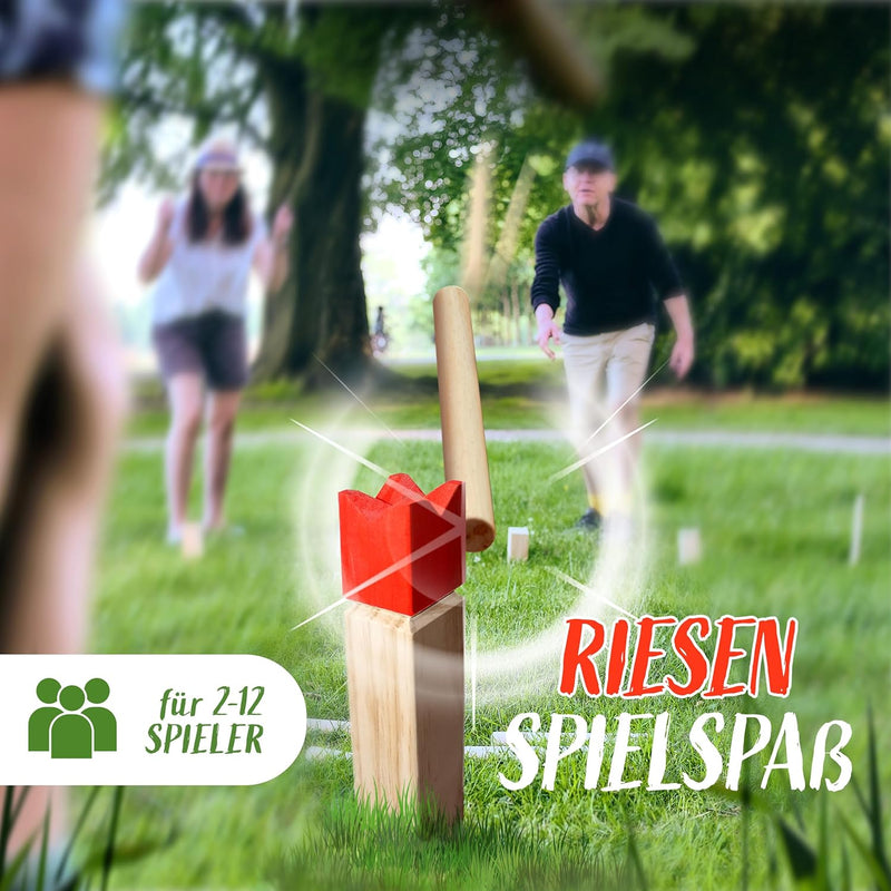 Ocean 5 Kubb - Original Wikinger Spiel | Premium Holzspiel im Stoffbeutel mit massiven Figuren | Sch