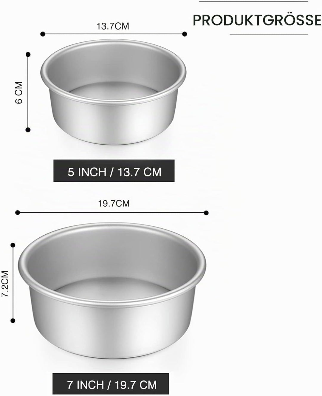Gesentur Kuchenform Rund Backformen Set aus Eloxiertem Aluminium Antihaftbeschichtung, mit Boden Abn