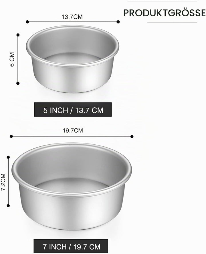 Gesentur Kuchenform Rund Backformen Set aus Eloxiertem Aluminium Antihaftbeschichtung, mit Boden Abn