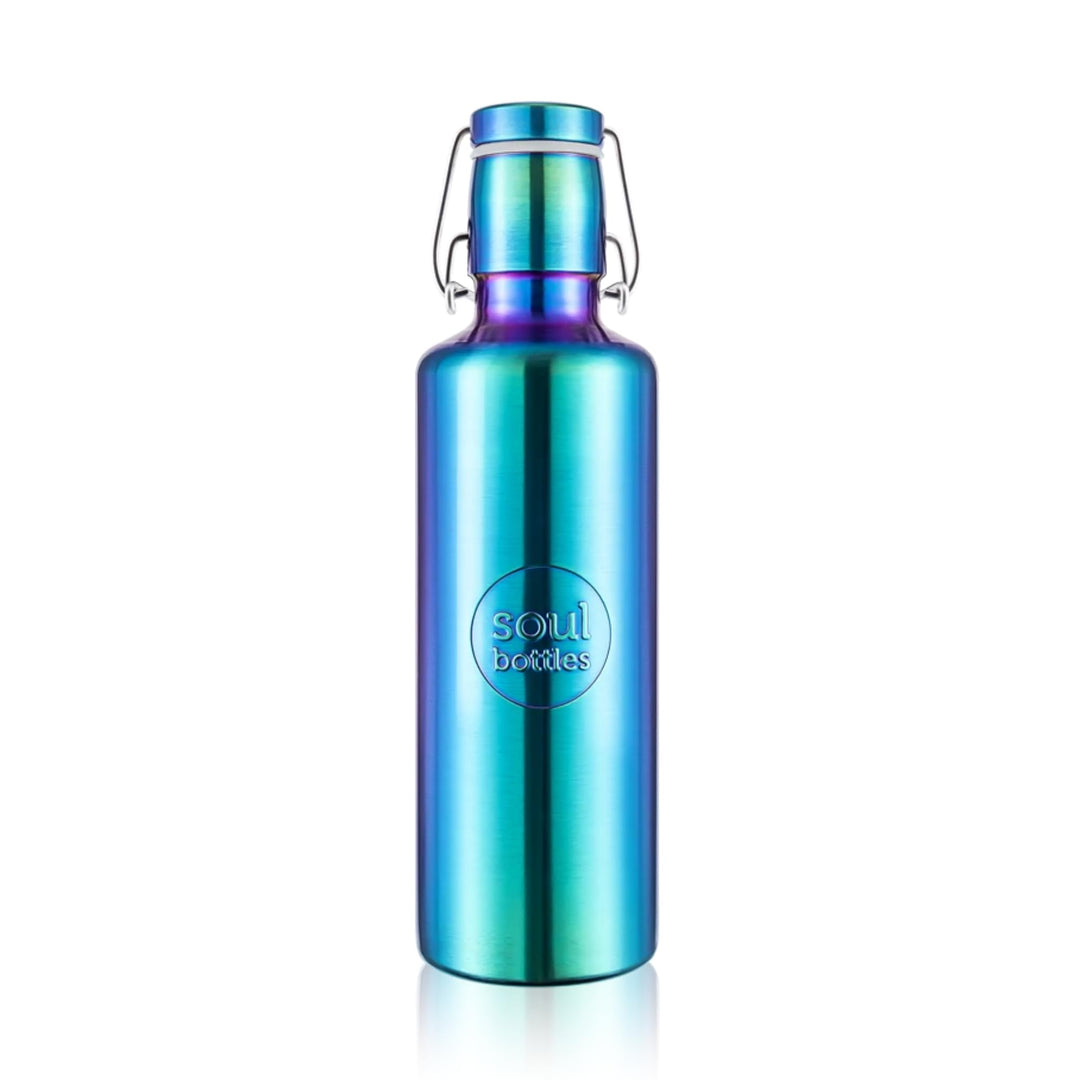 soulbottles Edelstahl-Trinkflasche 750 ml utopia • im Regenbogen-Design • 100% plastikfrei • federle