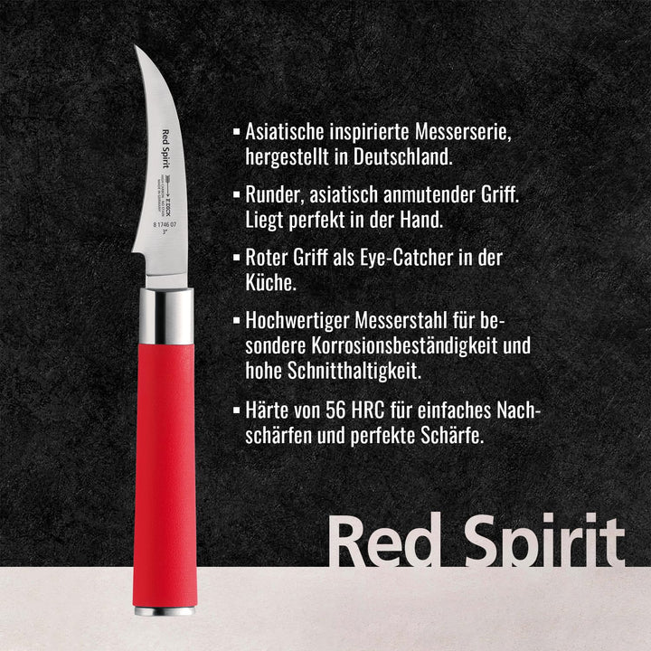 F. DICK Tourniermesser, Red Spirit (Messer mit Klinge 7 cm, X55CrMo14 Stahl, nichtrostend, 56° HRC)
