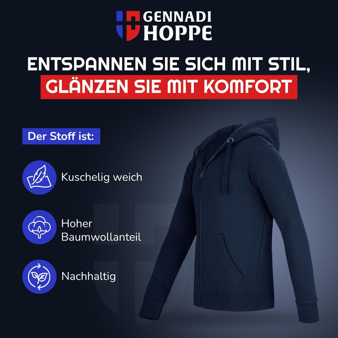 Gennadi Hoppe Herren Trainingsjacke Kapuzenjacke Joggingjacke S Blau (Navy), S Blau (Navy)